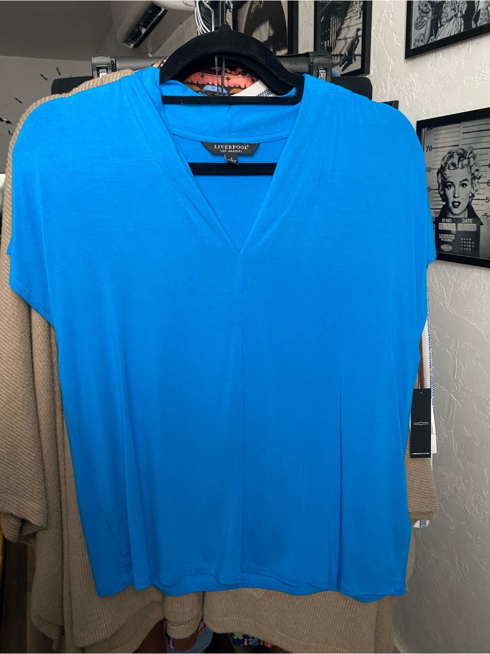 Liverpool Bright Blue V-Neck Short Sleeve Top